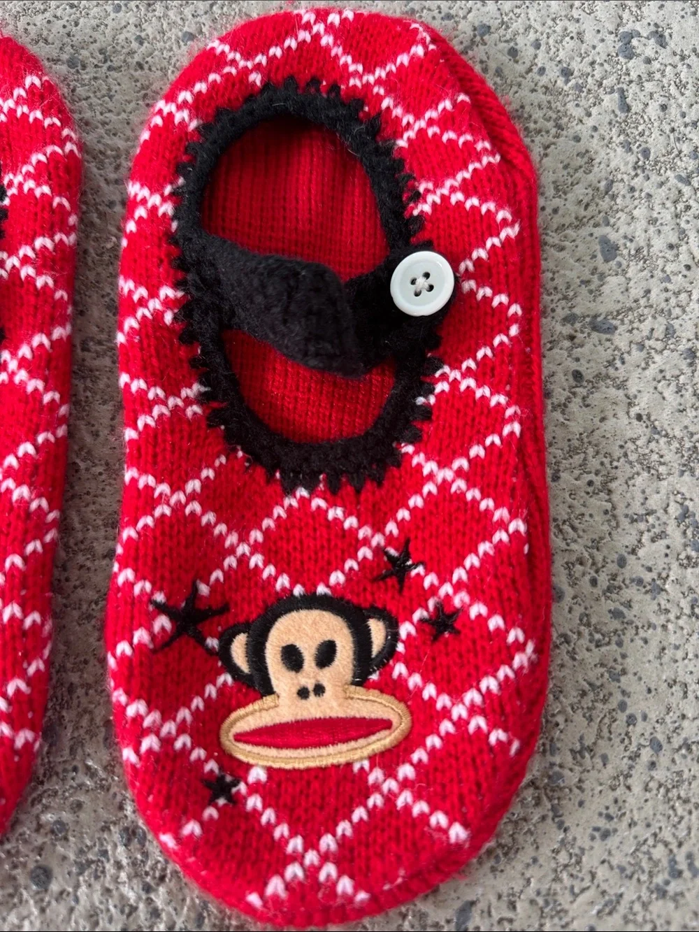 Vintage Y2K Paul Frank red embroidered logo knit Maryjane slipper socks small